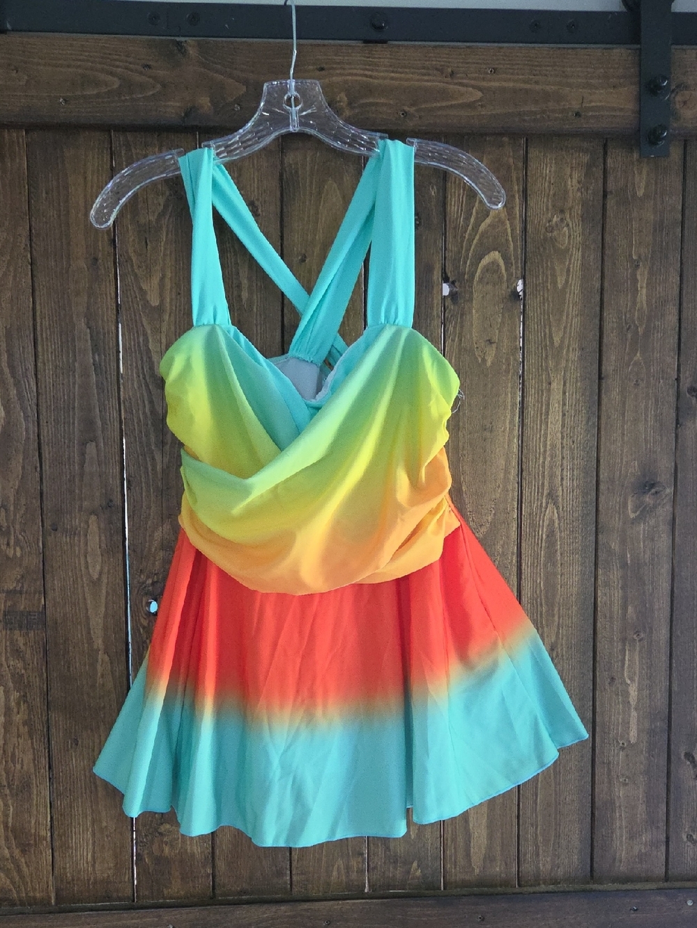 Sunset Ombre Bathing Suit Top ONLY in Aqua, Yellow & Coral